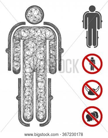 Mesh Exoskeleton Web 2d Vector Illustration. Carcass Model Is Based On Exoskeleton Flat Icon. Networ