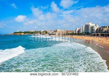 La Grande Plage Is A Public Beach In Biarritz City On The Bay Of Biscay On The Atlantic Coast In Fra