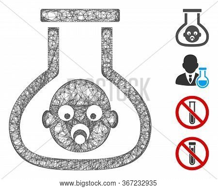 Mesh Test Tube Baby Web Icon Vector Illustration. Model Is Based On Test Tube Baby Flat Icon. Networ