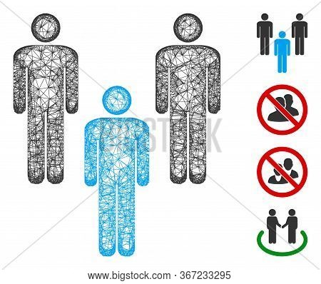 Mesh People Community Web 2d Vector Illustration. Carcass Model Is Based On People Community Flat Ic