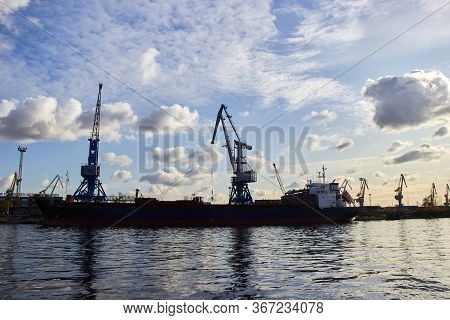 Russia, Saint-petersburg, September 2019: Cargo Port On Kanonersky Island