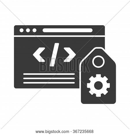 Seo Tags Glyph Black Icon. Seo Marketing Sign. Metadata Vector Pictogram. Search Engine Symbol. Pict