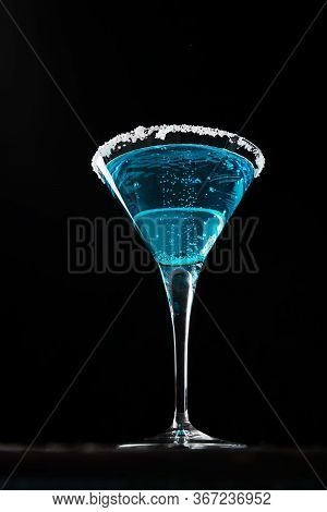 Cold Alcohol Cocktail With Grenadine And Lemon, Blue Lagoon