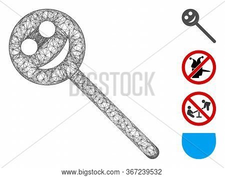 Mesh Happy Chupa Chups Web Icon Vector Illustration. Abstraction Is Based On Happy Chupa Chups Flat 
