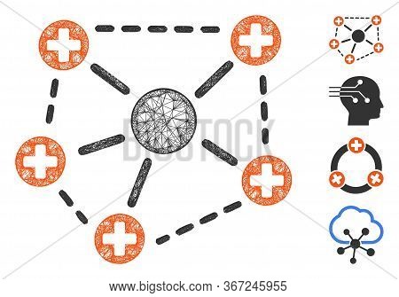 Mesh Medical Network Structure Web Icon Vector Illustration. Model Is Created From Medical Network S