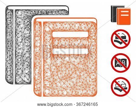 Mesh Books Web Icon Vector Illustration. Model Is Based On Books Flat Icon. Network Forms Abstract B