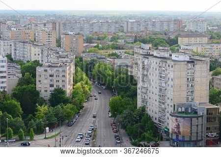 Timisoara, Romania - 05.13.2020: Calea Circumvalatiunii Street Bird Eye View