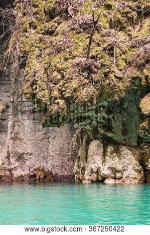Wushan, Chongqing, China - May 7, 2010: Mini Three Gorges On Daning River. Closeup. Of Mold And Moss