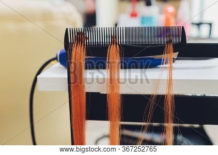 Hair Salon, Beauty Spa. Procedure Of Hair Extensions.