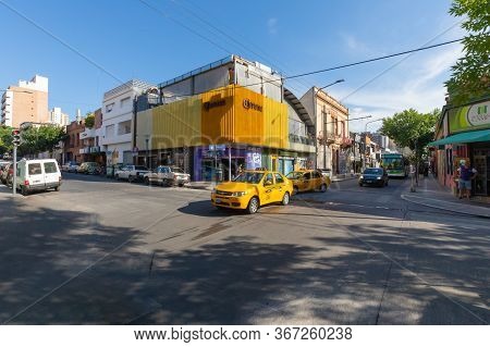 Cordoba Argentina January 4 Belgrano Avenue With Its Restaurants And Beers Houses In Guemes District