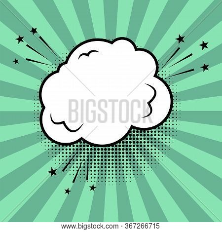 Vector Speech Icon In The Form Of An Explosion On A Green Background. The Effect Is In Bubble Style.