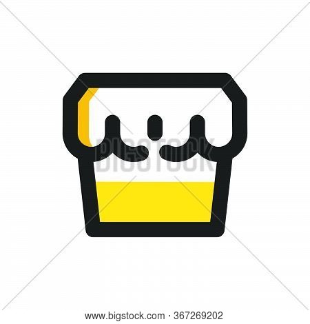 Flat Mbe Style Black Gold Sweet Dessert Drink Icon, Lovely Yellow Orange Beverage Ice Cream Item, Ad