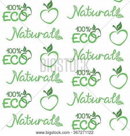 Eco, Natural Background. Vector Seamless Pattern For Natural Product, Farm Market, Food Market, Eco 