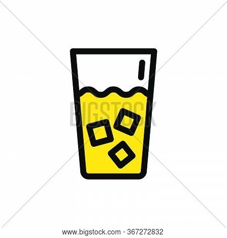 Flat Mbe Style Black Gold Sweet Dessert Drink Icon, Lovely Yellow Orange Beverage Ice Cream Item, Ad