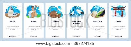 Japan Website And Mobile App Onboarding Screens Vector Template