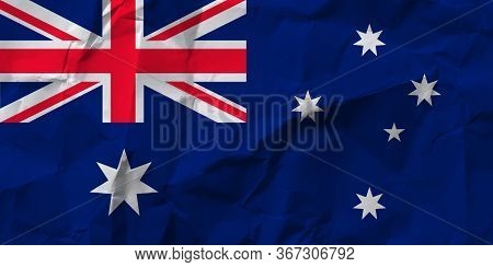 National Flag Of Australia On Crumpled Paper.\naustralian Flag.