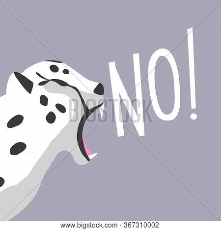 Cute Exotic Wild Big Cat Cheetah Roaring On Light Purple Background With Hand Lettering Message No. 
