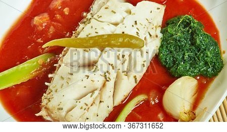Herb  Garlic Baked Cod With Romesco Sauce