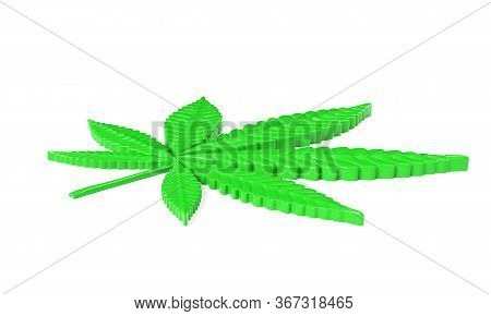 Cannabis Leaf Isolated On White Background. 3d Render