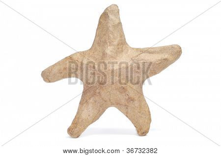 Closeup von eine Pappmaché Seastar auf weißem Hintergrund