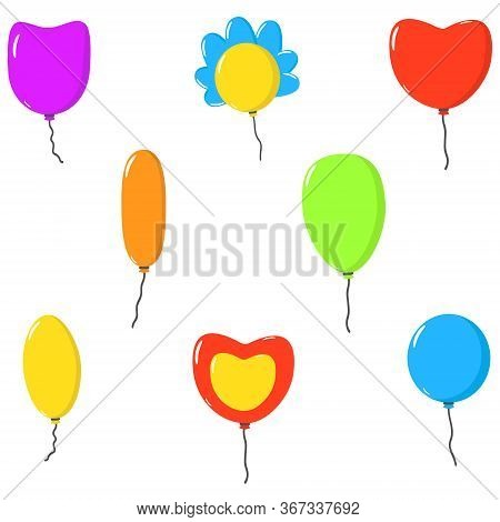 Set Of Colourful Vector Balloons. On White Background.