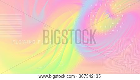 Abstract Color Liquid. Wave Template. Pastel Graphic Motion. Vector Geometric Flyer. Modern Movement