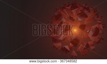 Dead Corona Virus Or Virus Destruction After Medical From Vaccine On Red Background. 3d Render