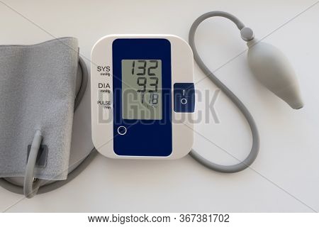 Blood Preassure And Pulse Measurement Tool. Electronic Medical Equipment For Personal Usage.