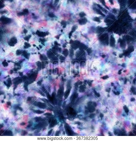 Tie Dye Shibori Seamless Pattern. Watercolor Hand Painted Colorful Ornamental Elements On White Back