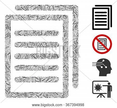 Hatch Mosaic Copy Icon Organized From Straight Items In Various Sizes And Color Hues. Irregular Hatc
