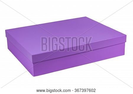 Lilac Rectangular Gift Box Isolated On White Background