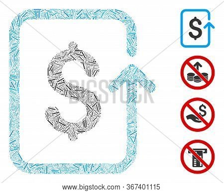 Line Collage Reverse Transaction Icon Designed From Narrow Items In Various Sizes And Color Hues. Li