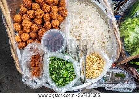Yum Nham Is A Famous Food With Spicy Flavor , Isaan Style Thai Food, Thai Food On The Street Is Popu