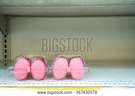 Empty Egg Shelves In A Grocery Store Or Supermarket After Fear And Panic Shopping Because Of Covid-1