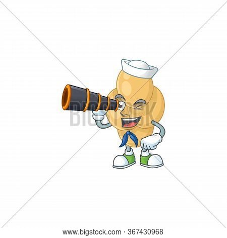 Cartoon Picture Of Bordetella Pertussis In Sailor Character Using A Binocular