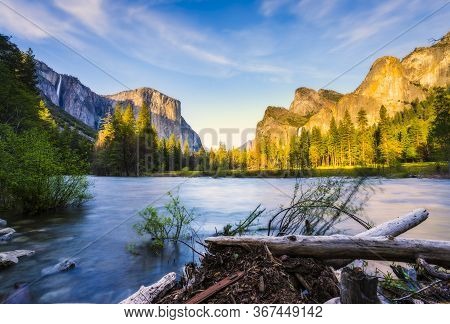 Yosemite National Park With River In Foreground,california,usa.