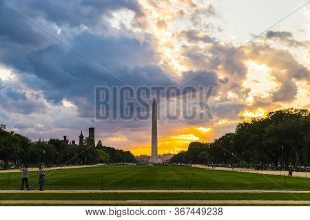 Washington Monument On Sunset.washington Dc.-usa.