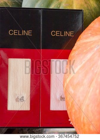 GOMEL, BELARUS - MAY 11, 2020: Celine socks. CELINE is a French ready-to-wear and leather luxury goods brand that has been owned by LVMH group since 1996.