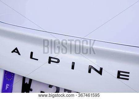 Bordeaux , Aquitaine / France - 10 15 2019 : Back Sign In White Alpine A110 Sports Modern Car Renaul