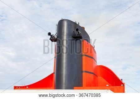 North Atlantic - October 18:  The Funnel Of The Cunard Cruise Liner Queen Mary 2 Is Pictured In The 