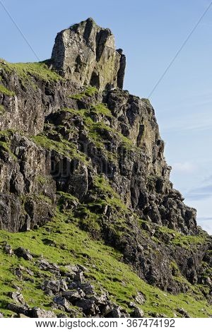 Late Sun On The Prison From The Quiraing Path, Trotternish Ridge, Isle Of Skye, Scotland, Uk