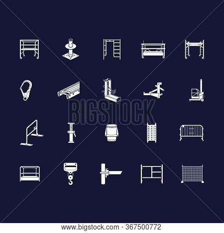 Scaffolding And Safety Equipment Icon Set - Vector Illustrations