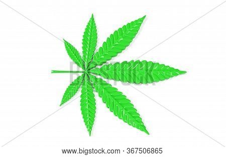 Cannabis Leaf Isolated On White Background. 3d Render