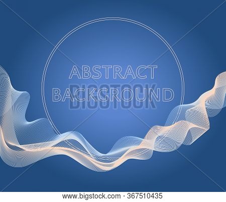 Abstract Background With Wavy Thin Lines In Purple And Pink Colors. Design For Cover. Visualization 