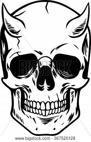 Devil Skull Simple Line Art Vector Image