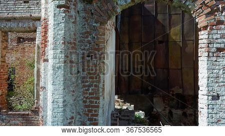 Aerial Photo Of Destroyed Odzienas Castle In Latvia, Europe On A Beautiful Sunny Springday, Concept 