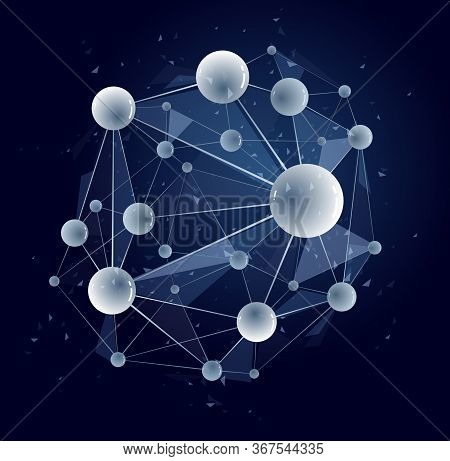 Molecules Vector Abstract Background, 3d Dimensional Science Chemistry And Physics Theme Design Elem