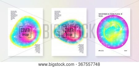 Liquid Elements. Magic Layered Hologram. Soft Invitation. Modern Holographic Gradient, Blur, Mesh, B