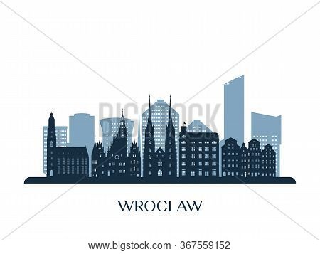 Wroclaw Skyline, Monochrome Silhouette. Design Vector Illustration.