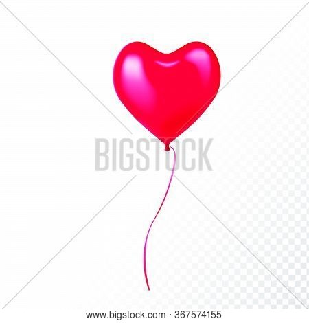 Vector Realistic Balloon Shape Love Heart Isolated In White Background
